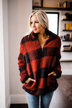Damen gemütlicher Fleece-Pullover mit hochgeschlossenem Kragen R&B