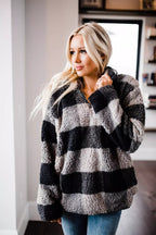 Damen gemütlicher Fleece-Pullover mit hochgeschlossenem Kragen R&B