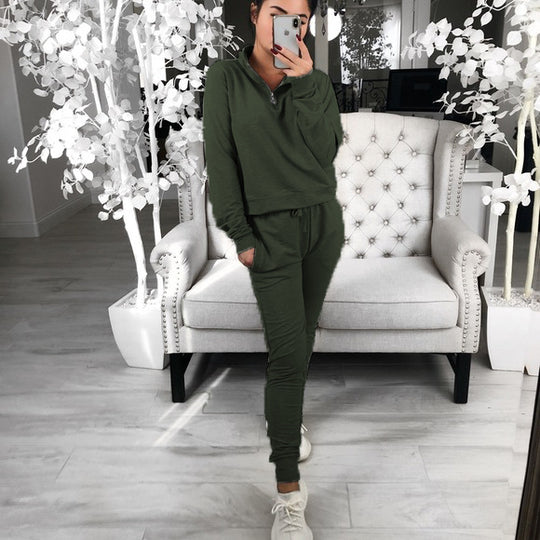 Damen Freizeitanzug mit Reißverschluss und elastischem Taillenzug R&B