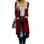 Damen langer Cardigan mit Knopfleiste und Taschen R&B
