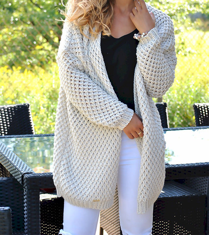 Damen Strickjacke mit modernem Lochmuster und offener Front R&B