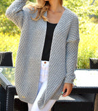 Damen Strickjacke mit modernem Lochmuster und offener Front R&B