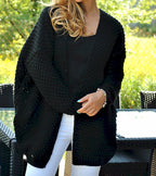Damen Strickjacke mit modernem Lochmuster und offener Front R&B