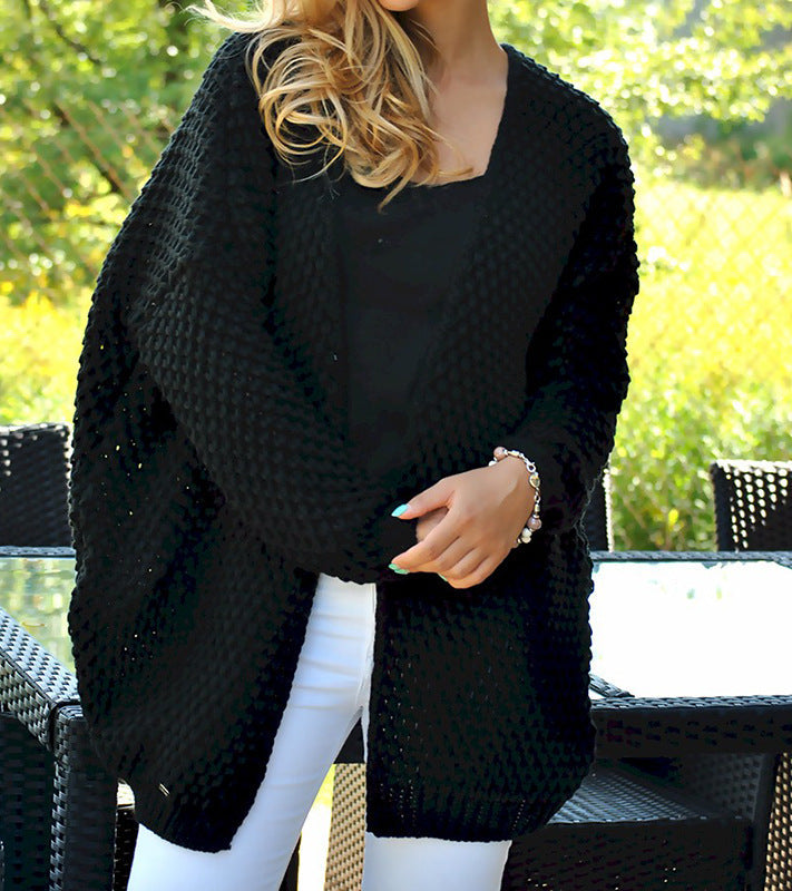 Damen Strickjacke mit modernem Lochmuster und offener Front R&B