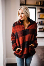 Damen gemütlicher Fleece-Pullover mit hochgeschlossenem Kragen R&B