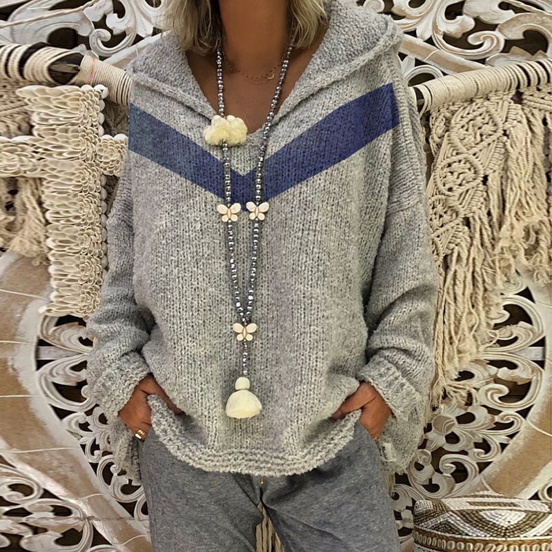 Damen Kapuzenpullover mit Strukturmuster und auffälligen Akzenten R&B