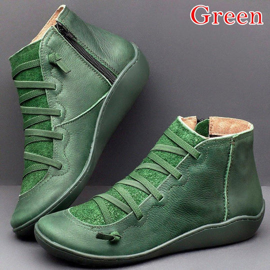 Damen nan Komfort-Stiefelette mit elastischer Zierschnürung gepolstertem Fußbett und seitlichem Reißverschluss R&B