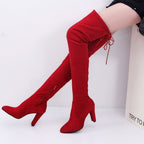 Damen Overkneestiefel mit elegantem Stiletto-Heel und modischem Schnür-Design R&B