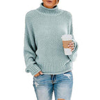 Damen Grobstrickpullover mit hohem Rollkragen und lässiger Passform