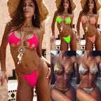 Damen Cut-Out Bikini mit transparenten Trägern