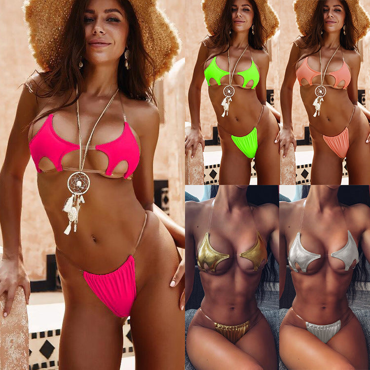 Damen Cut-Out Bikini mit transparenten Trägern