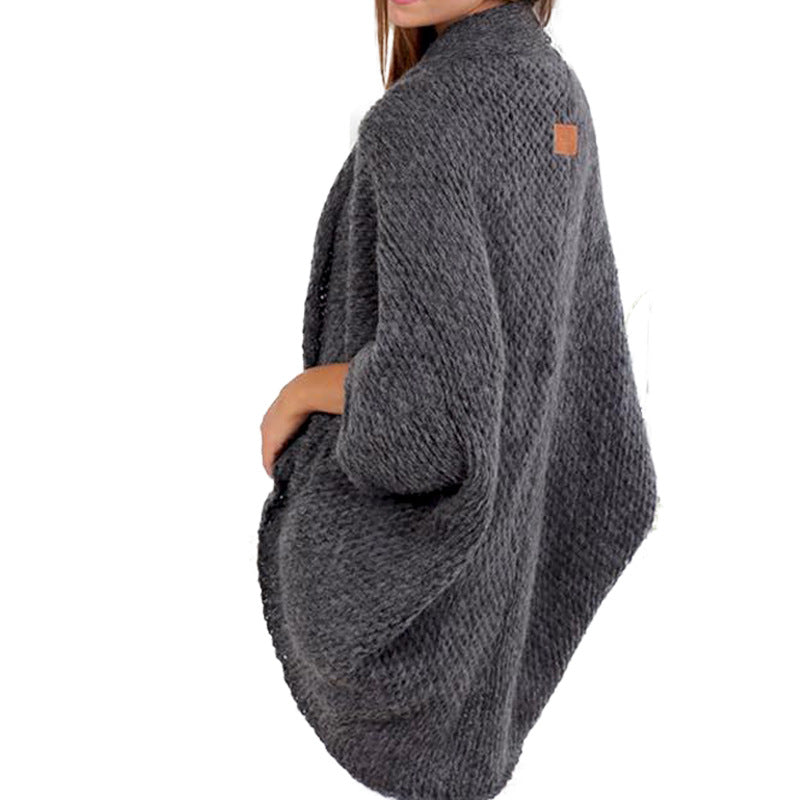Damen lässige Strickponcho mit weitem Schnitt und eleganten Details R&B