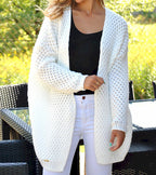 Damen Strickjacke mit modernem Lochmuster und offener Front R&B