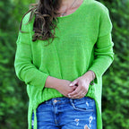 Damen lässiger Strickpullover mit modernen Lochmustern und lockerer Passform R&B