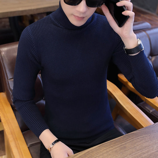 Herren Stehkragenpullover aus feinem Rippstrick R&B