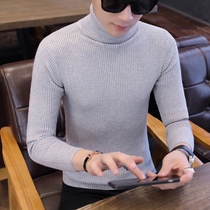 Herren Stehkragenpullover aus feinem Rippstrick