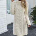 Beiges Strickkleid für Damen