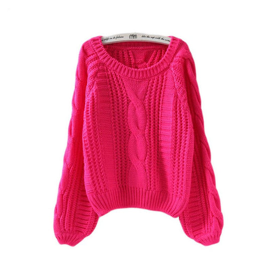 Damen Grobstrickpullover mit voluminösen Ärmeln und Zopfmuster R&B