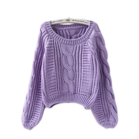 Damen Grobstrickpullover mit voluminösen Ärmeln und Zopfmuster R&B