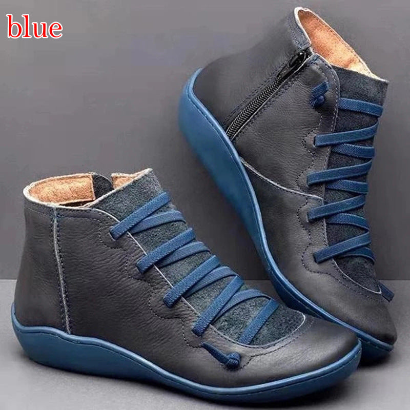 Damen nan Komfort-Stiefelette mit elastischer Zierschnürung gepolstertem Fußbett und seitlichem Reißverschluss R&B