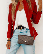 Damen Elegante Blazerjacke mit goldenen Knöpfen und hohem Kragen R&B