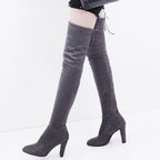 Damen Overkneestiefel mit elegantem Stiletto-Heel und modischem Schnür-Design R&B