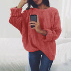 Damen Grobstrickpullover mit überschnittenen Schultern und weichem Material