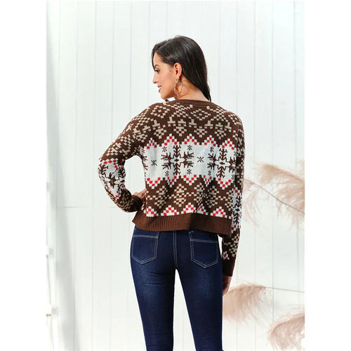 R&B | Sweater Wollmischung Relaxed Fit Gemustertes Design Rippkante