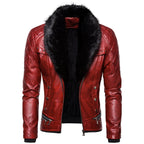 Herren Kunstlederjacke mit luxuriösem Fellkragen