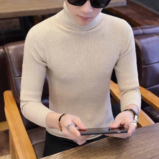 Herren Stehkragenpullover aus feinem Rippstrick R&B