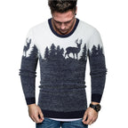 Herren Pullover mit kreativem Tiermotiv und warmen Materialien