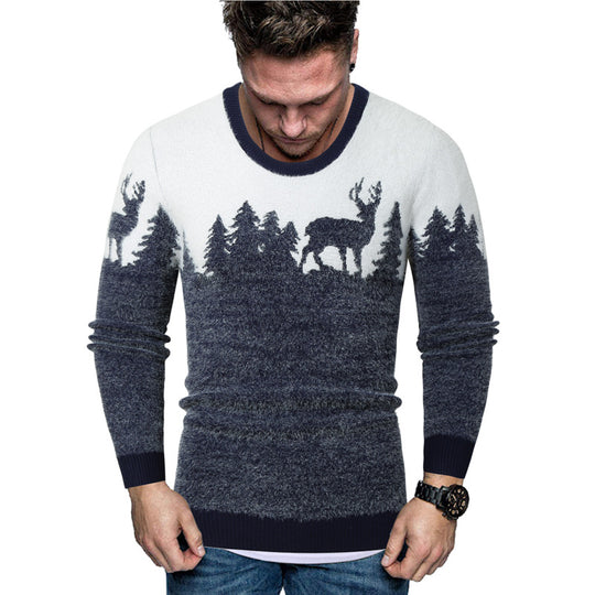 Herren Pullover mit kreativem Tiermotiv und warmen Materialien R&B
