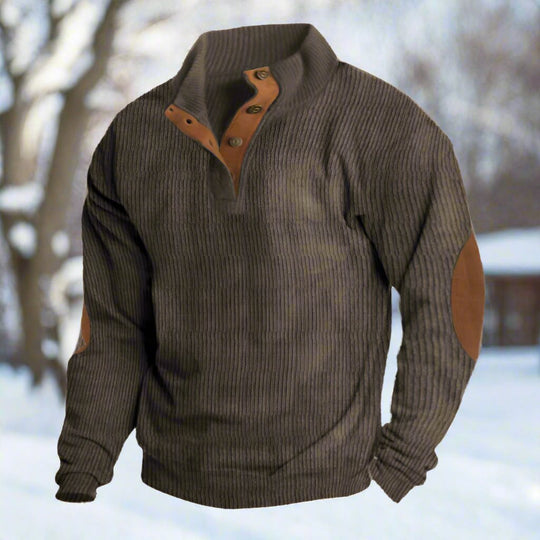 R&B | Niccolò Gerippter Stehkragenpullover Wildleder Ellbogenpatches Pullover
