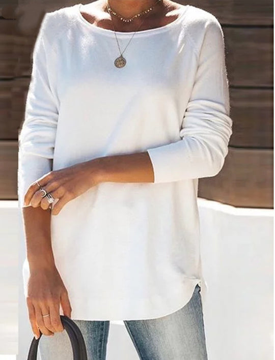 Damen gemütlicher Longsleeve mit weitem Ausschnitt R&B
