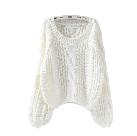 Damen Grobstrickpullover mit voluminösen Ärmeln und Zopfmuster R&B