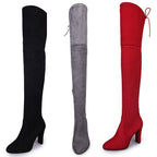 Damen Overkneestiefel mit elegantem Stiletto-Heel und modischem Schnür-Design R&B