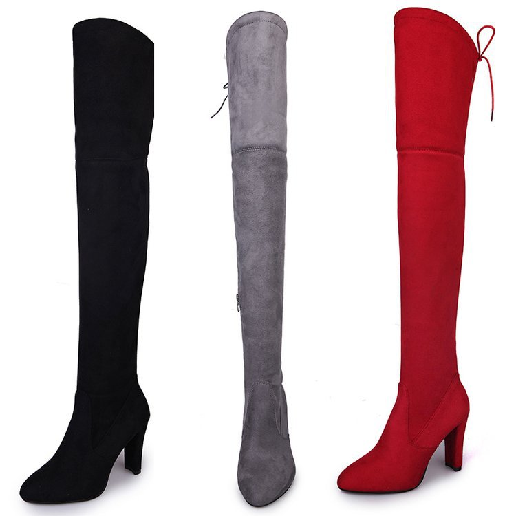 Damen Overkneestiefel mit elegantem Stiletto-Heel und modischem Schnür-Design R&B