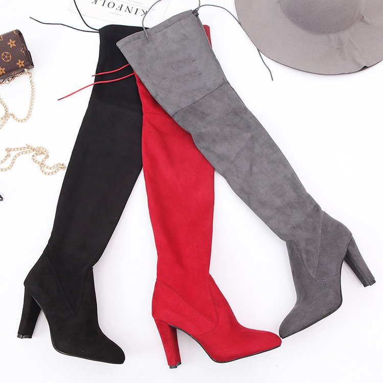 Damen Overkneestiefel mit elegantem Stiletto-Heel und modischem Schnür-Design R&B