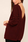 Damen Oversized Strickpullover mit tiefem Rückenausschnitt und lässigem Schnitt