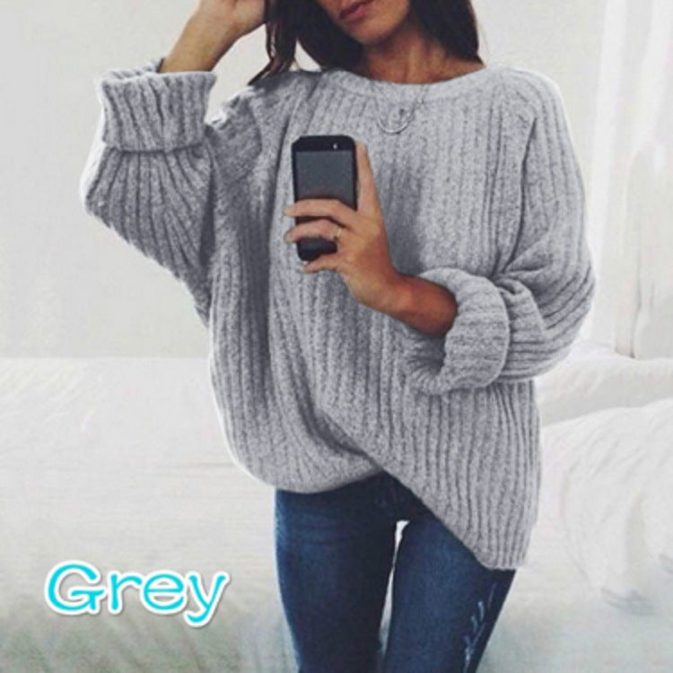 Damen Grobstrickpullover mit überschnittenen Schultern und weichem Material R&B