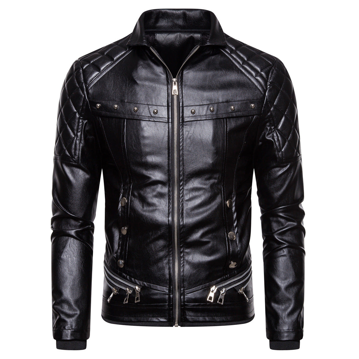 Herren Kunstlederjacke mit luxuriösem Fellkragen