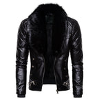 Herren Kunstlederjacke mit luxuriösem Fellkragen
