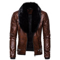 Herren Kunstlederjacke mit luxuriösem Fellkragen