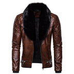 Herren Kunstlederjacke mit luxuriösem Fellkragen