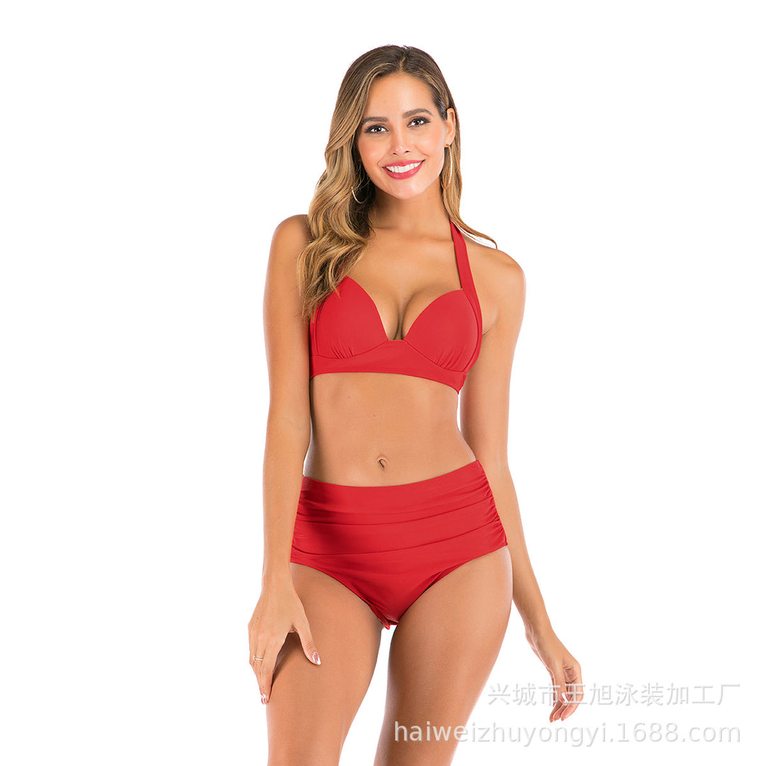Damen Bandeau-Bikini mit stilvollen Streifen und verstellbaren Trägern R&B