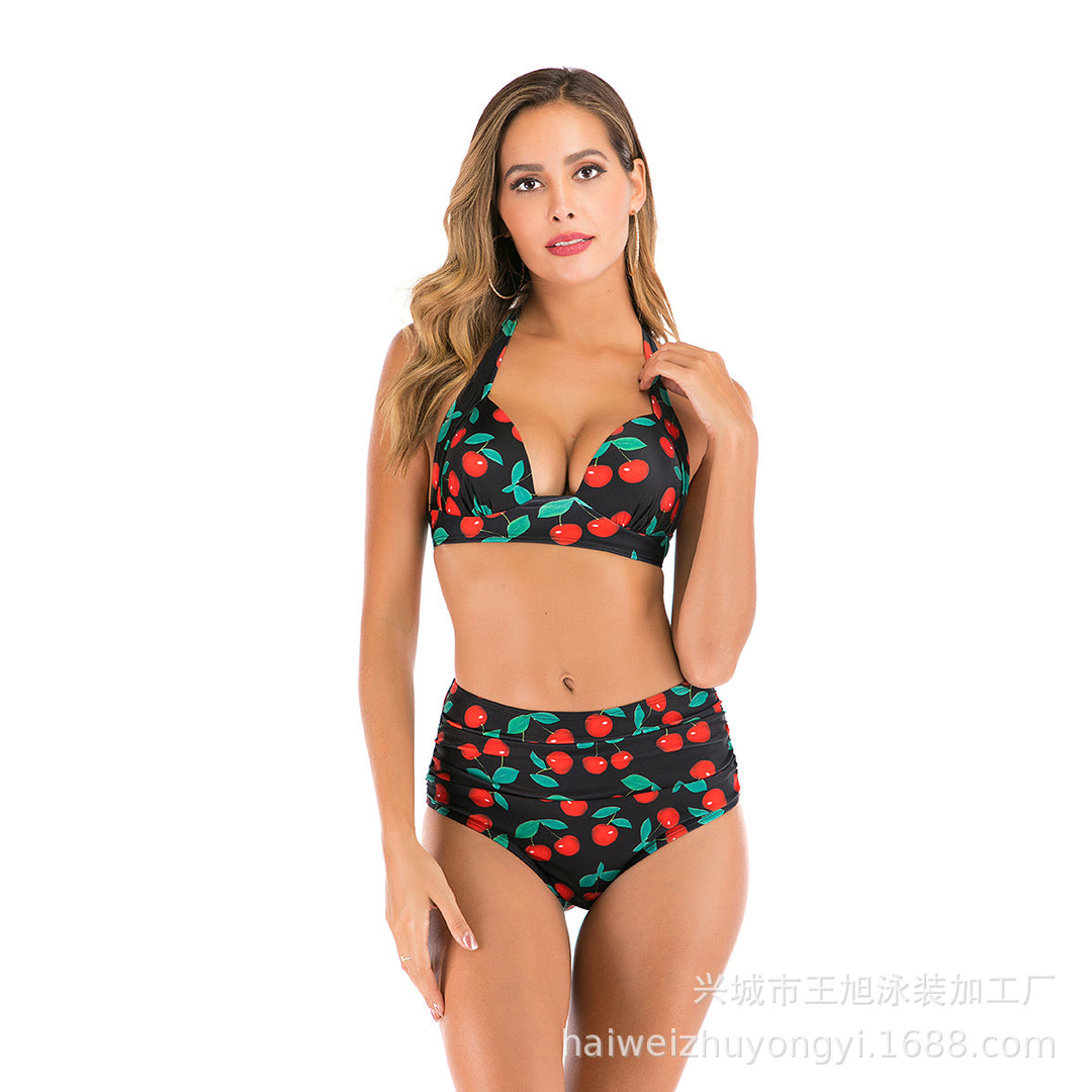 Damen Bandeau-Bikini mit stilvollen Streifen und verstellbaren Trägern R&B