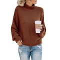 Damen gemütlicher Strickpullover mit hohem Kragen und weichem Strukturdesign