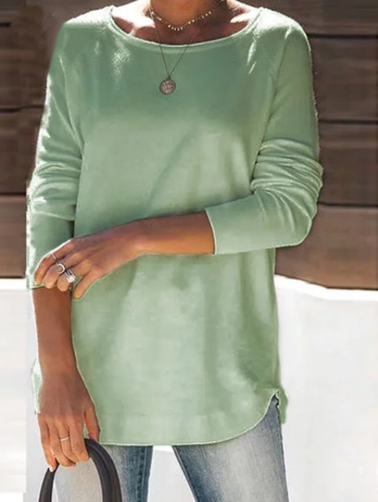 Damen gemütlicher Longsleeve mit weitem Ausschnitt R&B