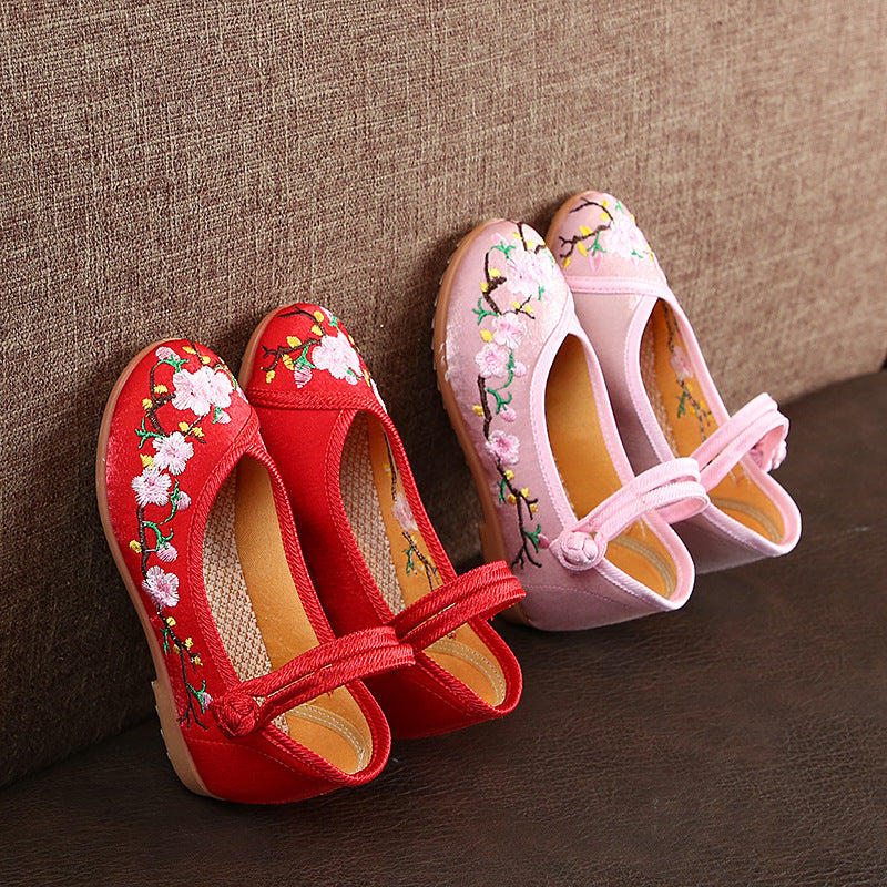Damen Ballerinas mit floralem Stickdesign und elastischem Riemen