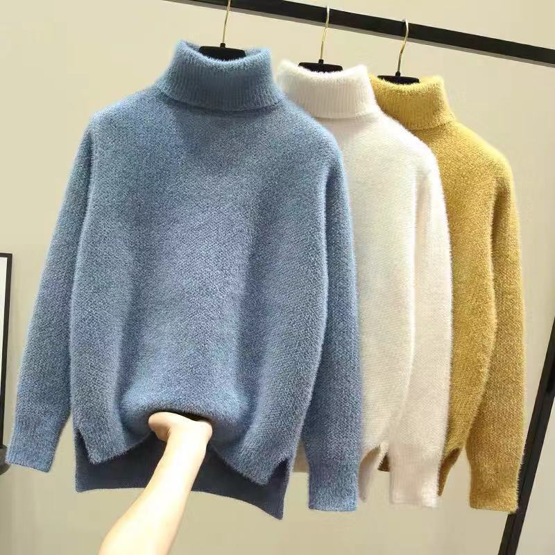 Damen Oversized Rollkragenpullover aus weichem Strick
